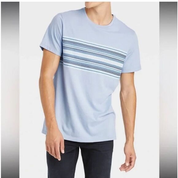 Goodfellow & Co Other - NWT Goodfellow Large Standard Foggy Blue Striped Crewneck Short Sleeve T-Shirt